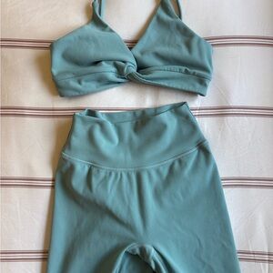 Ptula Seafoam Green Twist Bralette & High-Waist Leggings Set
